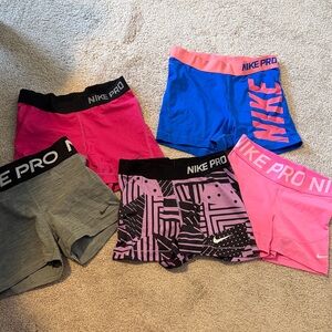 Nike Pro' Bike Shorts - Pink, Blue, Gray, Black Pattern ALL 5